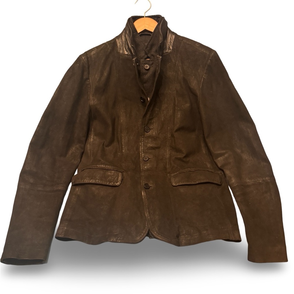 All Saints Survey Double Layered Leather Blazer